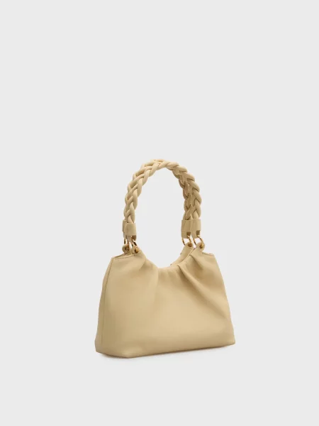 Кожаная сумка Moschino бежевая