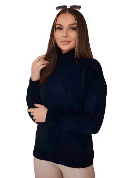 Svetr s vysokým výstřihem v tmavě barvě modré