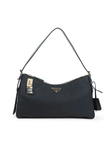 Duża torebka skórzana Prada czarna