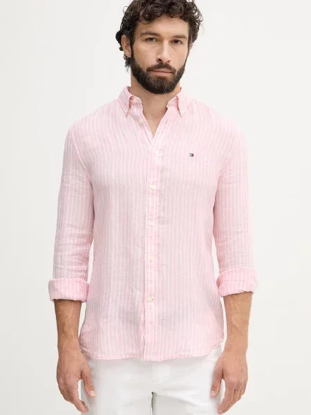 Tommy Hilfiger košile lněná růžová