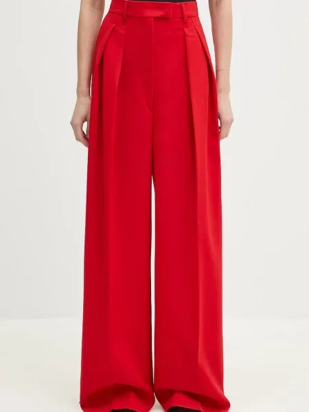 Вовняні штани Sportmax Abadan широкі висока посадка червоний