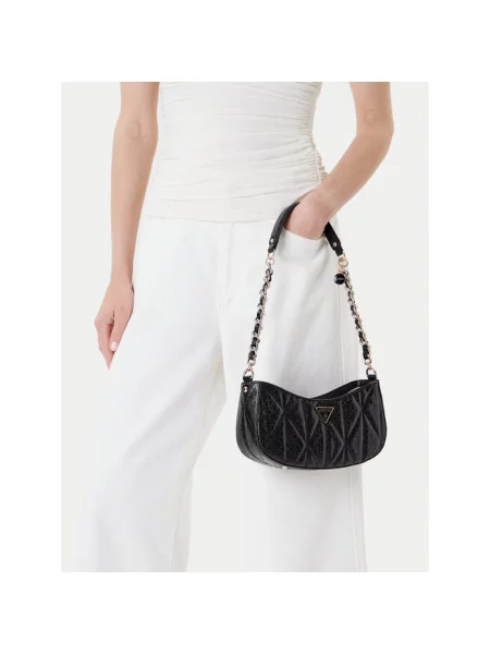 Guess Torebki Kobieta ONE SIZE torba na ramię z metalowym łańcuszkiem czarny