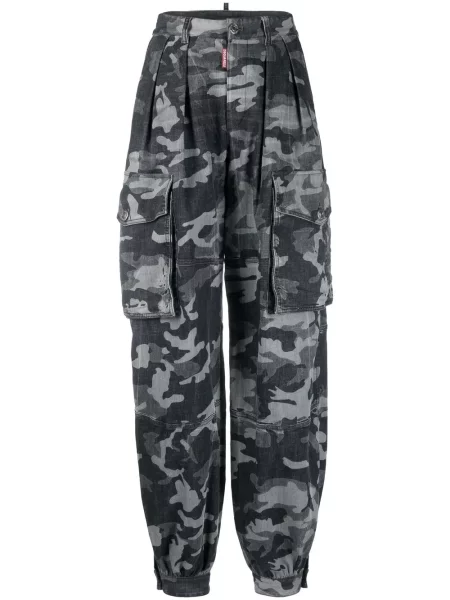 Pantaloni cargo Dsquared2 cu imagine cu model camuflaj negru