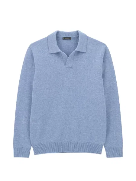 Tricou polo Boggi Milano de lână albastru