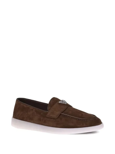 Pantofi loafer Prada din piele de căprioară maro