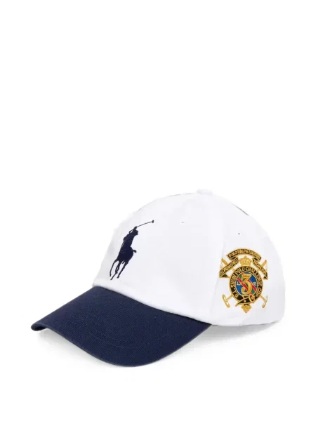 Велурена шапка с козирки Polo Ralph Lauren с автограф черно