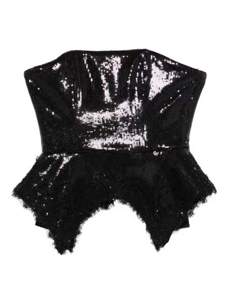 Bluzka Nissa z cekinami z baskinką czarna