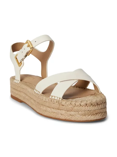 Lauren Ralph Lauren espadrilky dámske kožené Emeryn béžová