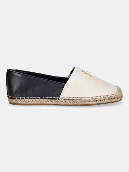 Tommy Hilfiger espadrilky dámske TH LOGO LEATHER ESPADRILLE béžová