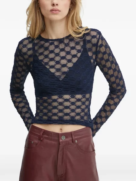 Top Bardot albastru
