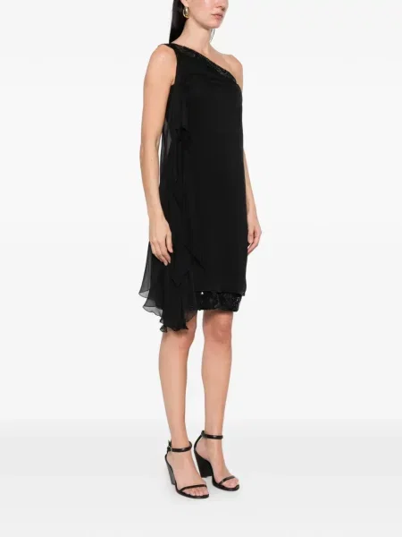 Rochie mini Alberta Ferretti cu paiete asimetrică negru