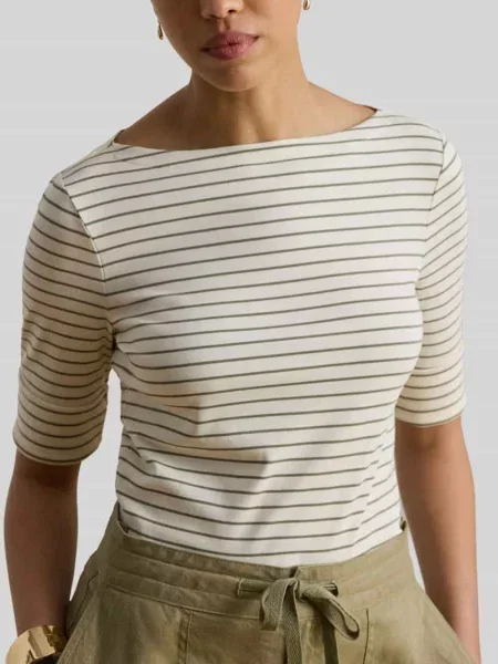 Męski t-shirt o kroju regular fit z mieszanki bawełny Lauren Ralph Lauren beżowa