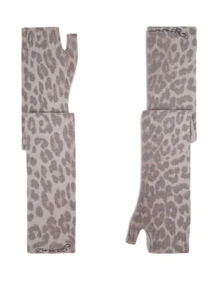 Mănuși Ganni cu imagine cu model leopard maro