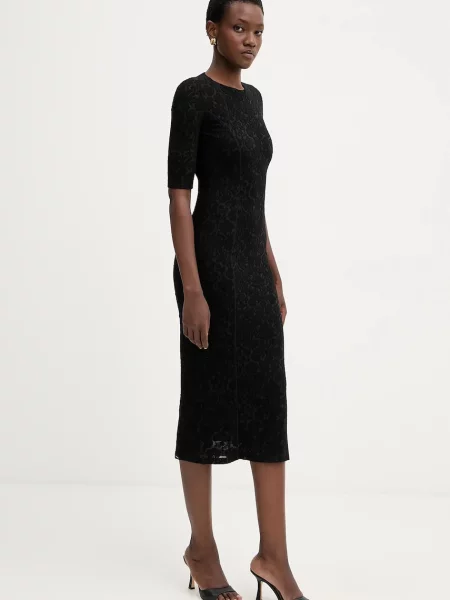 Сукня з додаванням вовни Pinko midi облягаюча чорний