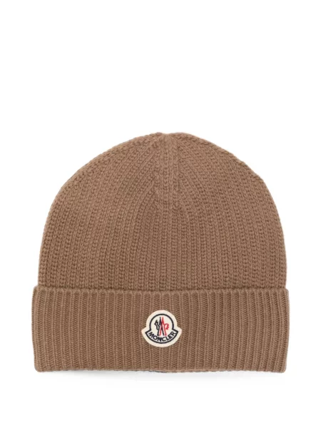 Căciulă Moncler tricotate cu autograf maro
