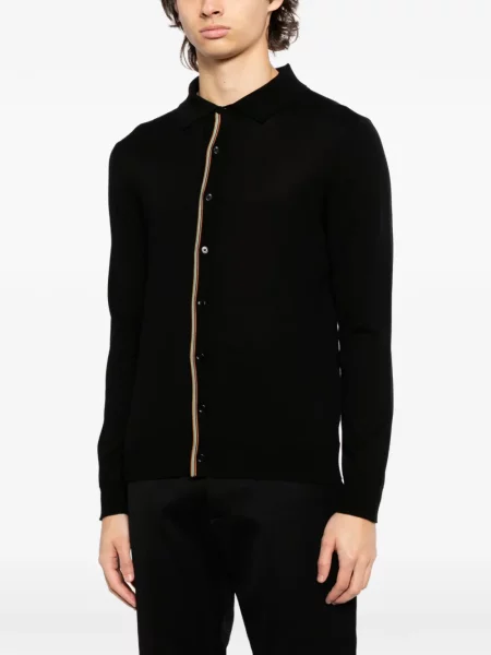Cardigan Paul Smith de lână cu dungi negru