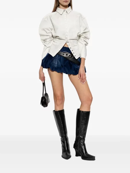 Fusta mini Diesel de catifea albastru