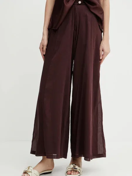Forte Forte pantaloni din amestec de mătase fason culottes high waist my pants bordo