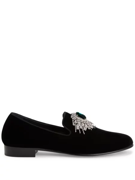 Pantofi loafer Giuseppe Zanotti de catifea negru
