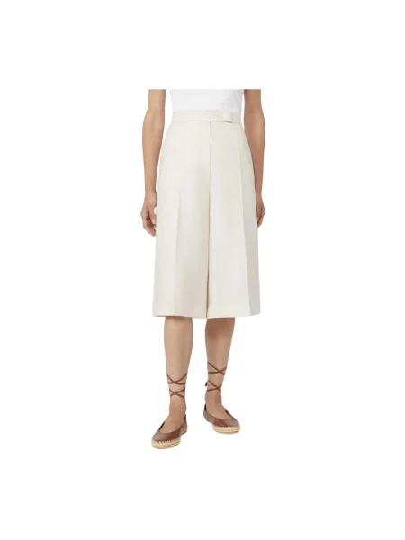 Lniane bermudy Max Mara beżowe