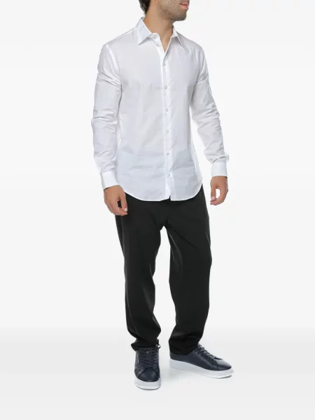 Μακρύς πουκάμισο Emporio Armani ζακάρ λευκό