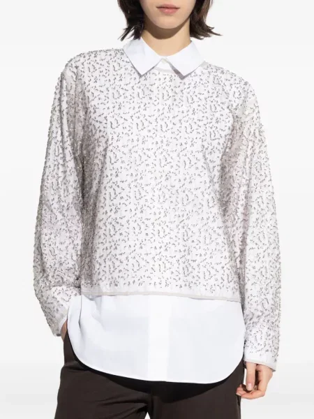 Top Samsøe Samsøe cu mărgele alb