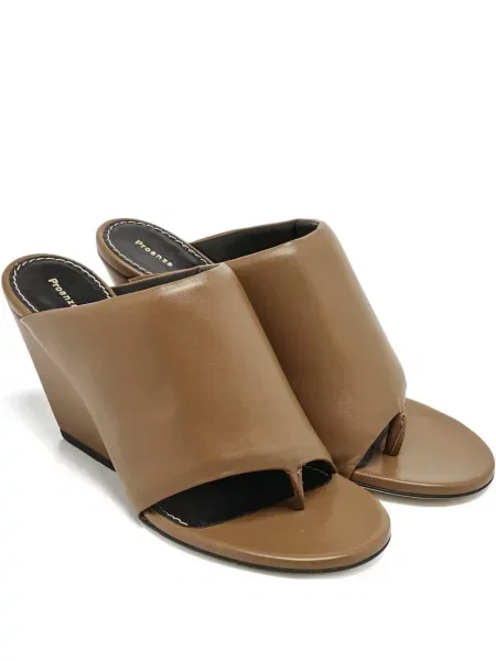 Кожени сандали Proenza Schouler с клин ток кафяво