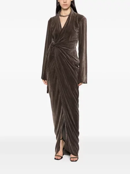Rochie maxi Rick Owens drapată plic gri