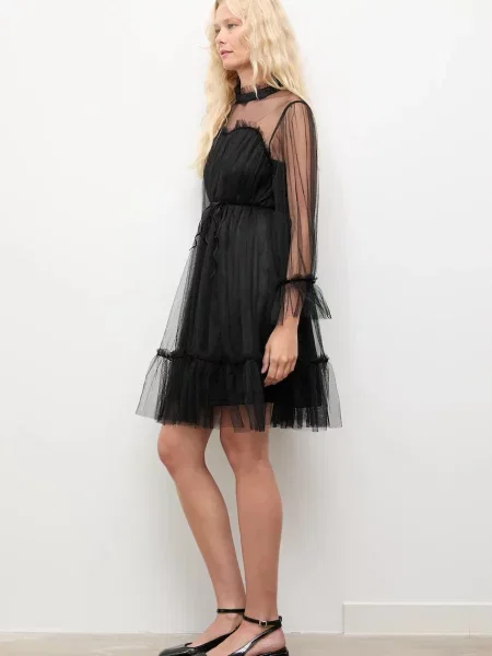 Answear.LAB sukienka mini rozkloszowana czarny