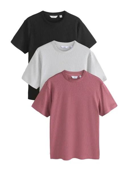 Next Tricou roz pitaya / negru / murdar alb