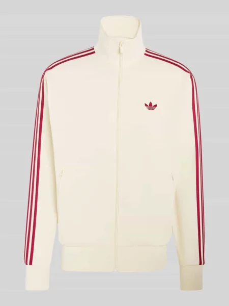 Bluza rozpinana o kroju relaxed fit z wyhaftowanym logo i stójką Adidas Originals biała