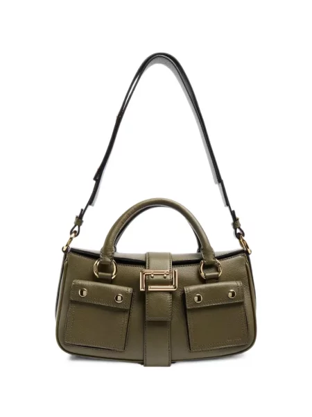 Кожена чанта Lancel с катарама зелено