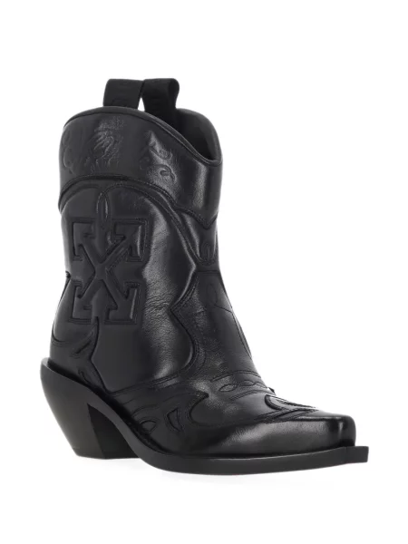 Botine Off-white cu broderie din piele alb