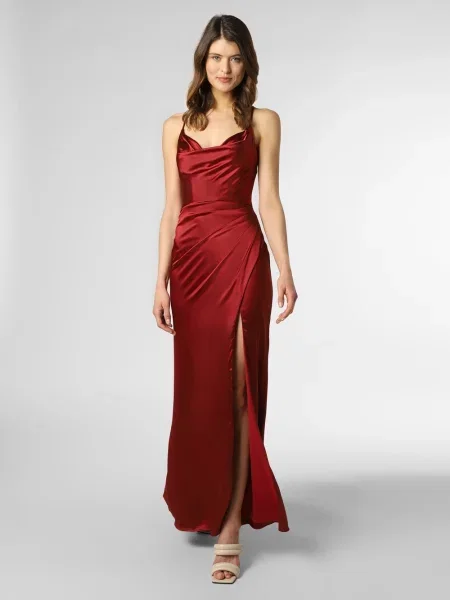 Luxuar Fashion sukienka wieczorowa Kobiety Satyna jednolity 42 czerwony