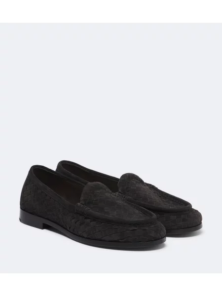 Pantofi loafer Bottega Veneta din piele de căprioară maro