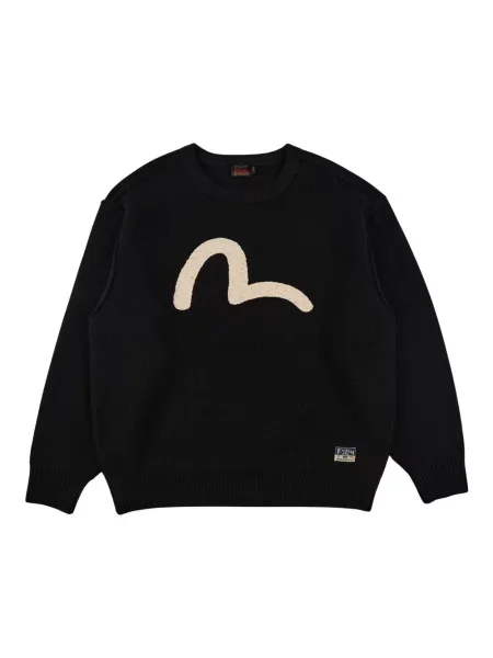 Sweter Evisu wełniany z logo czarny