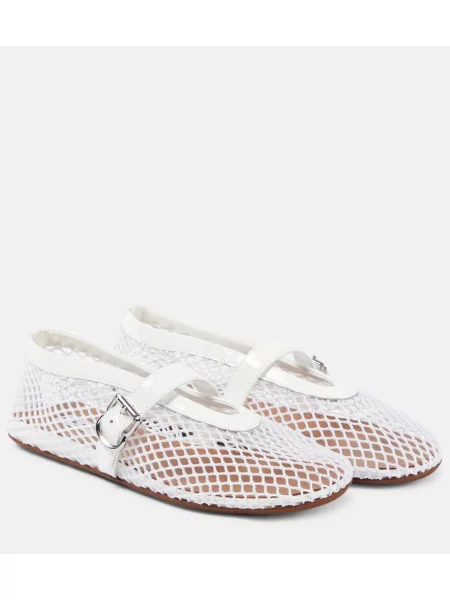 Usnjene ribja mreža balerinke Alaia bela