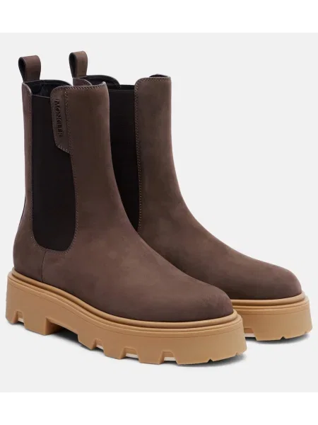 Botine chelsea Moncler din piele de căprioară maro