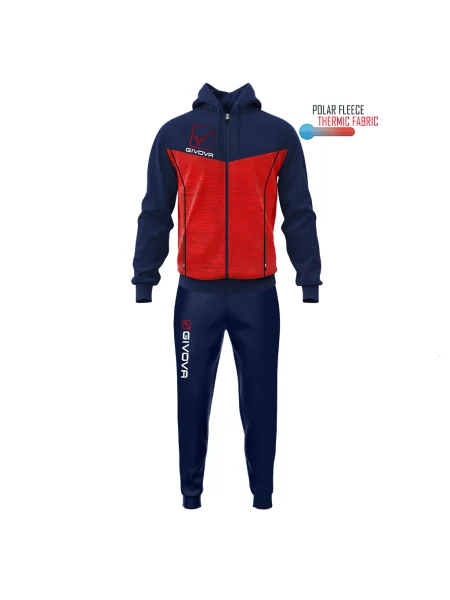 GIVOVA komplet dresowy treningowy z polarem Cappuccio czerwony/niebieski M czerwony