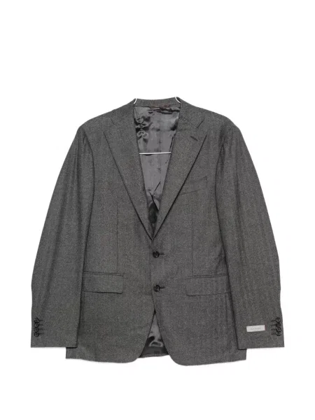 Costum Canali de lână cu model herringbone gri
