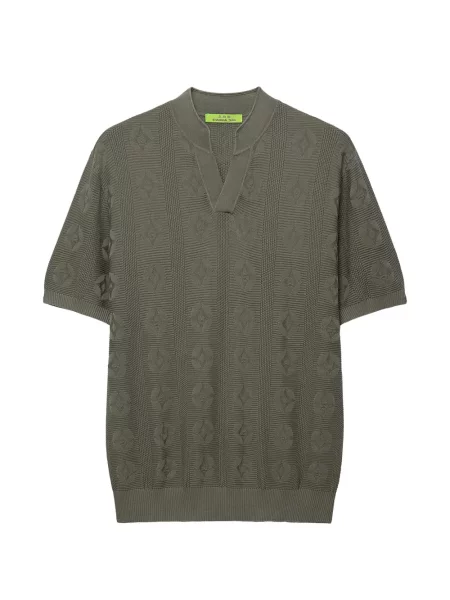 Tricou polo Shanghai Tang de mătase gri