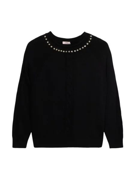 Sweter Oltre z kaszmiru z kryształkami czarny