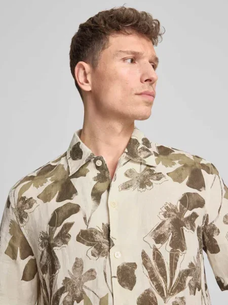 Koszula casualowa o kroju relaxed fit z czystego lnu Marc O'polo beżowa