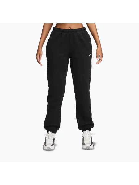 Pantaloni pentru femei Nike Studio Fleece total black/sail negru