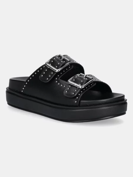 Kožne natikače Steve Madden Freelance za žene s platformom crna