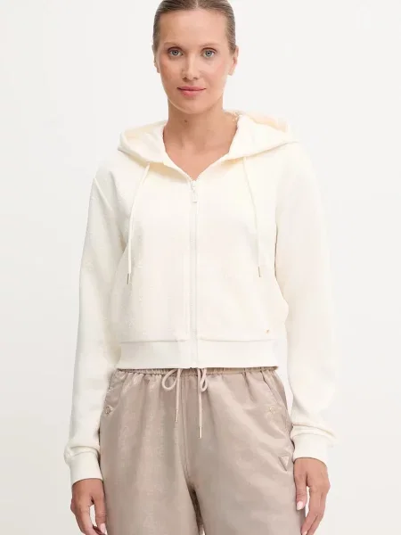 Guess bluza PEONY z kapturem gładka beżowy
