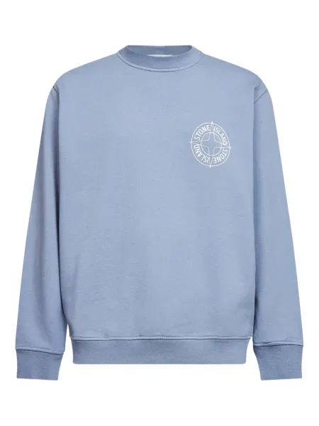 Hanorac crewneck Stone Island cu strasuri albastru
