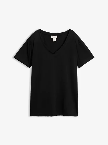 T-shirt z dekoltem w serek czarna