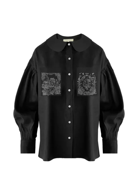 Cămașă Contessa Mills din țesătură twill negru