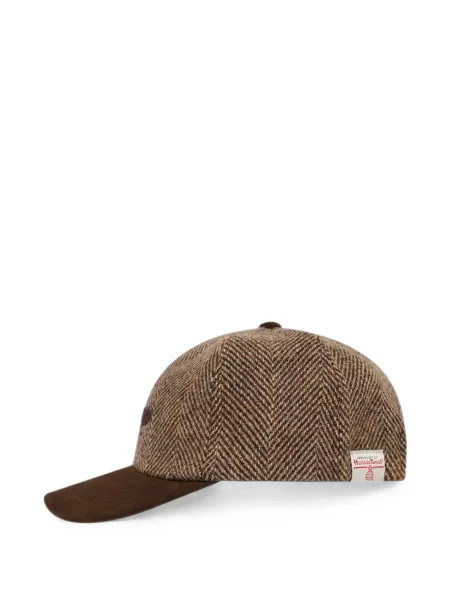 Șapcă Wooyoungmi de lână cu model herringbone maro